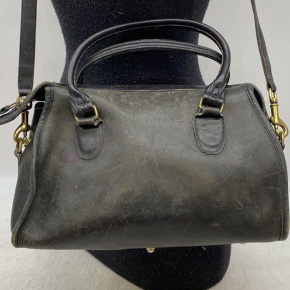 Coach Handbags - Vintage Coach Black Leather Broadway Speedy Satchel